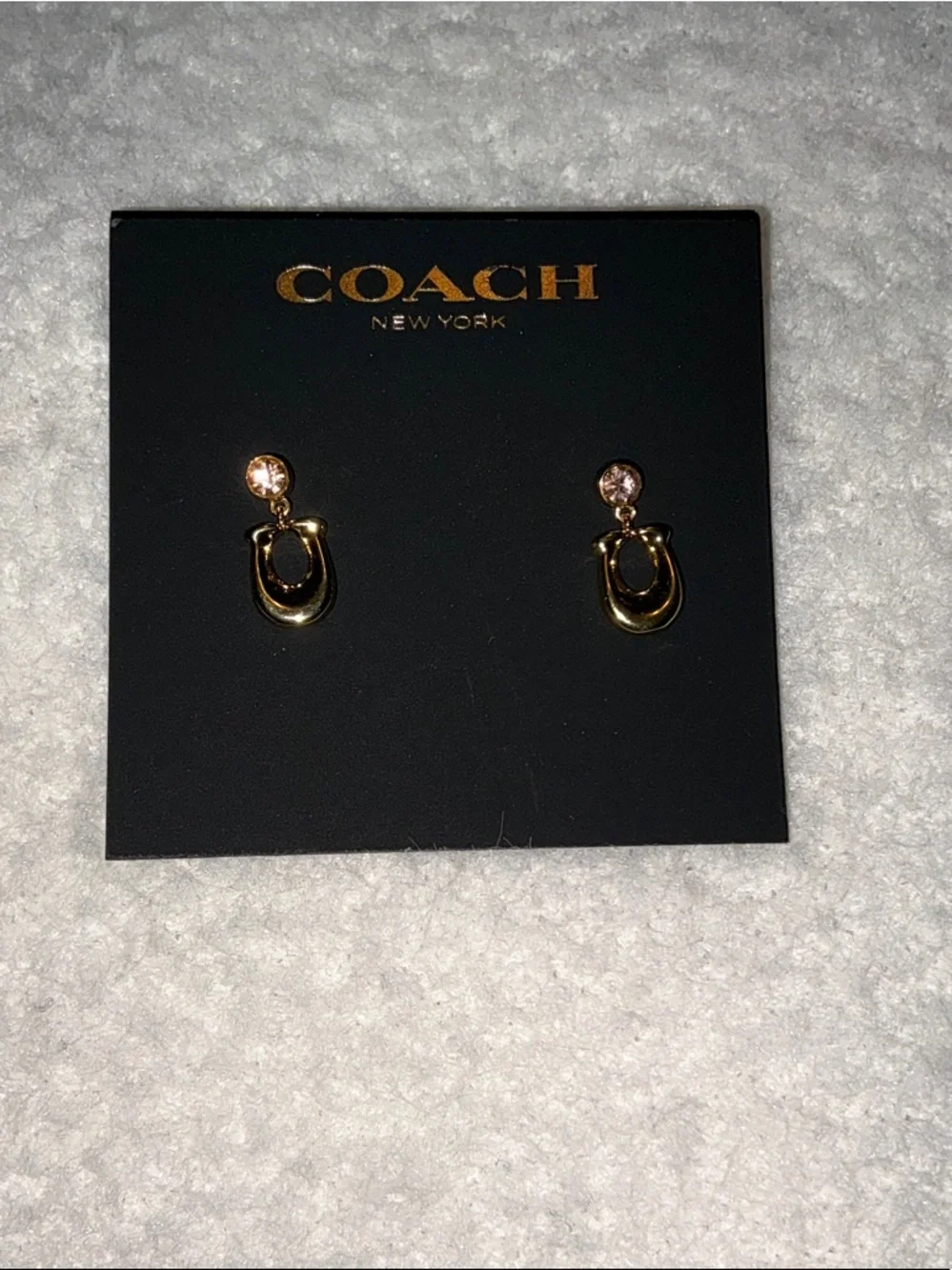 Coach Gold Horseshoe Dangle Stud Earrings - Picture 2 of 3